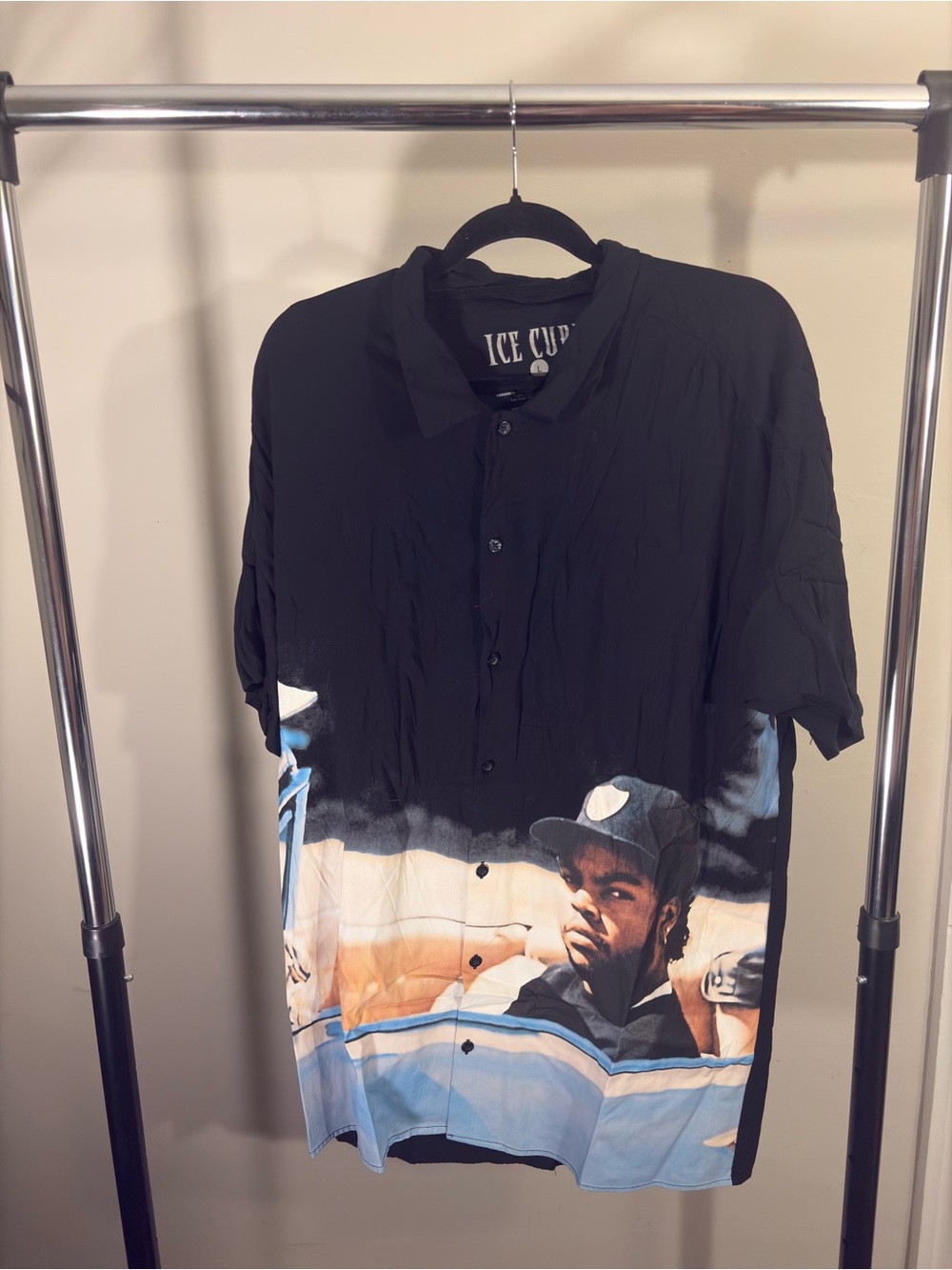 Ice Cube Black Graphic Button-Up Shirt Large